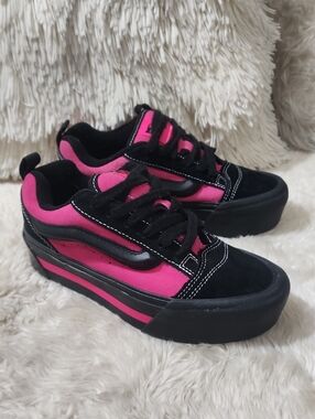 Vans Knu Stack Platform Skate Shoes Sneakers Black Pink